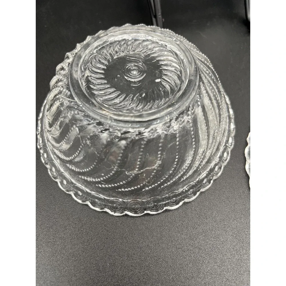 EAPG Beaded Swirl Bowl Set 3 Pieces Early American Pressed Glass